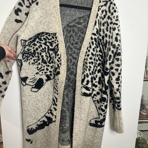 RD Style Black and Cream Leopard Cardigan